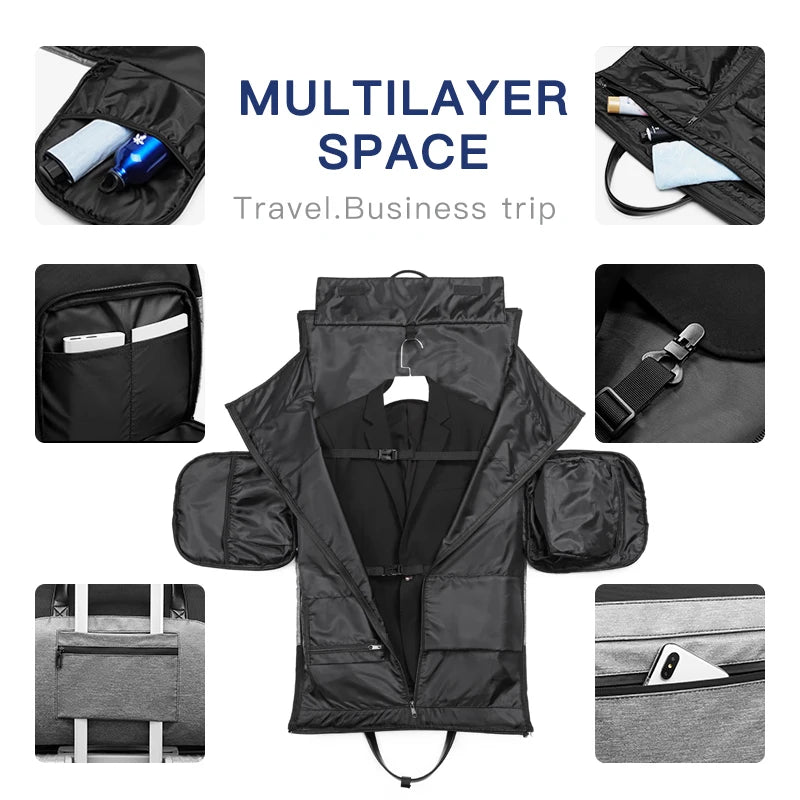 OZUKO Multifunction Men Suit Storage Travel Bag Large Capacity Luggage Handbag Male Waterproof