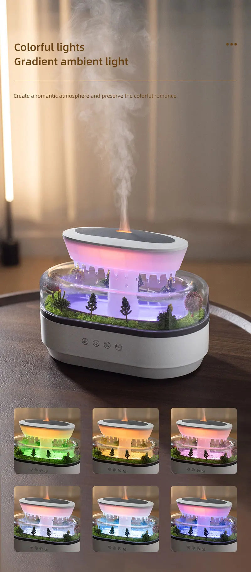 Essential Oil Diffuser & Mini Humidifier – 7 LED Night Lights, Aroma Sprayer for Yoga, Bedroom, Indoor Use, Perfect Birthday Gift