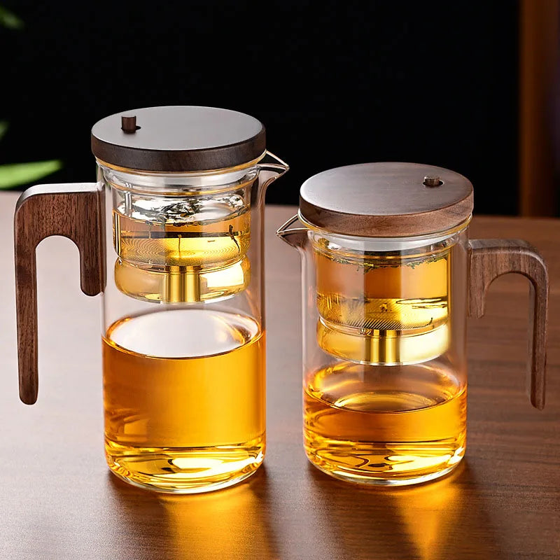 High-Grade Glass Teapot Kettle with Infuser – 520-800ml, Water Separation, Inner Magnet, One-Click Magnetic Switch, Tea Filtration