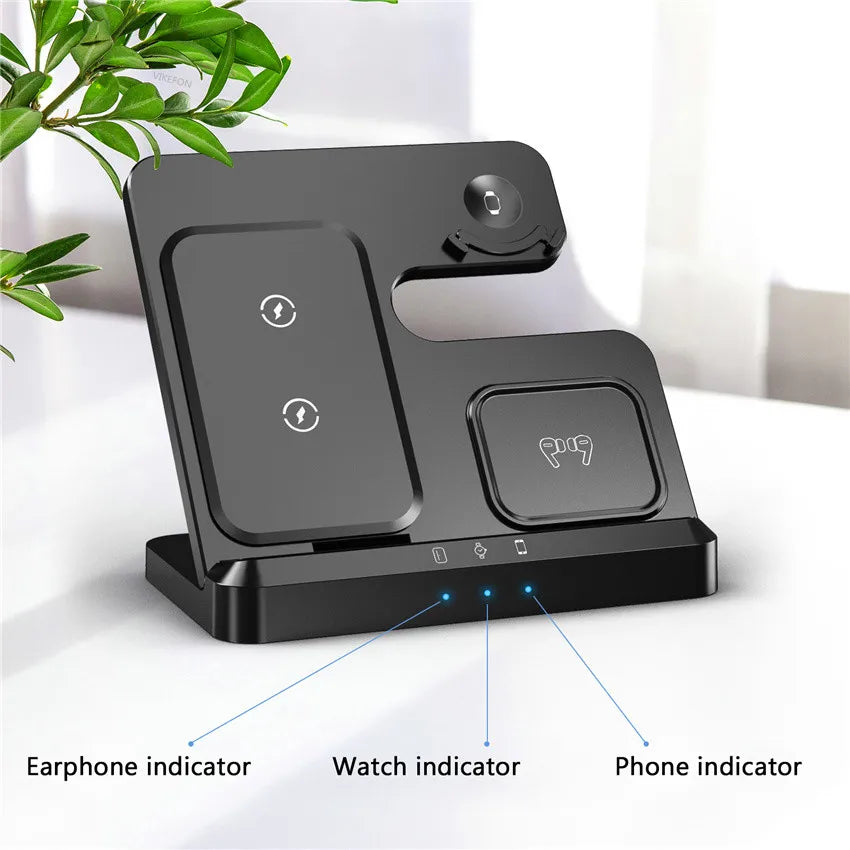 3-in-1 Wireless Charging Stand for iPhone 15/14/13 & Samsung Galaxy S22/S21, Watch 5/4/3, Buds – Fast Charging Dock Station