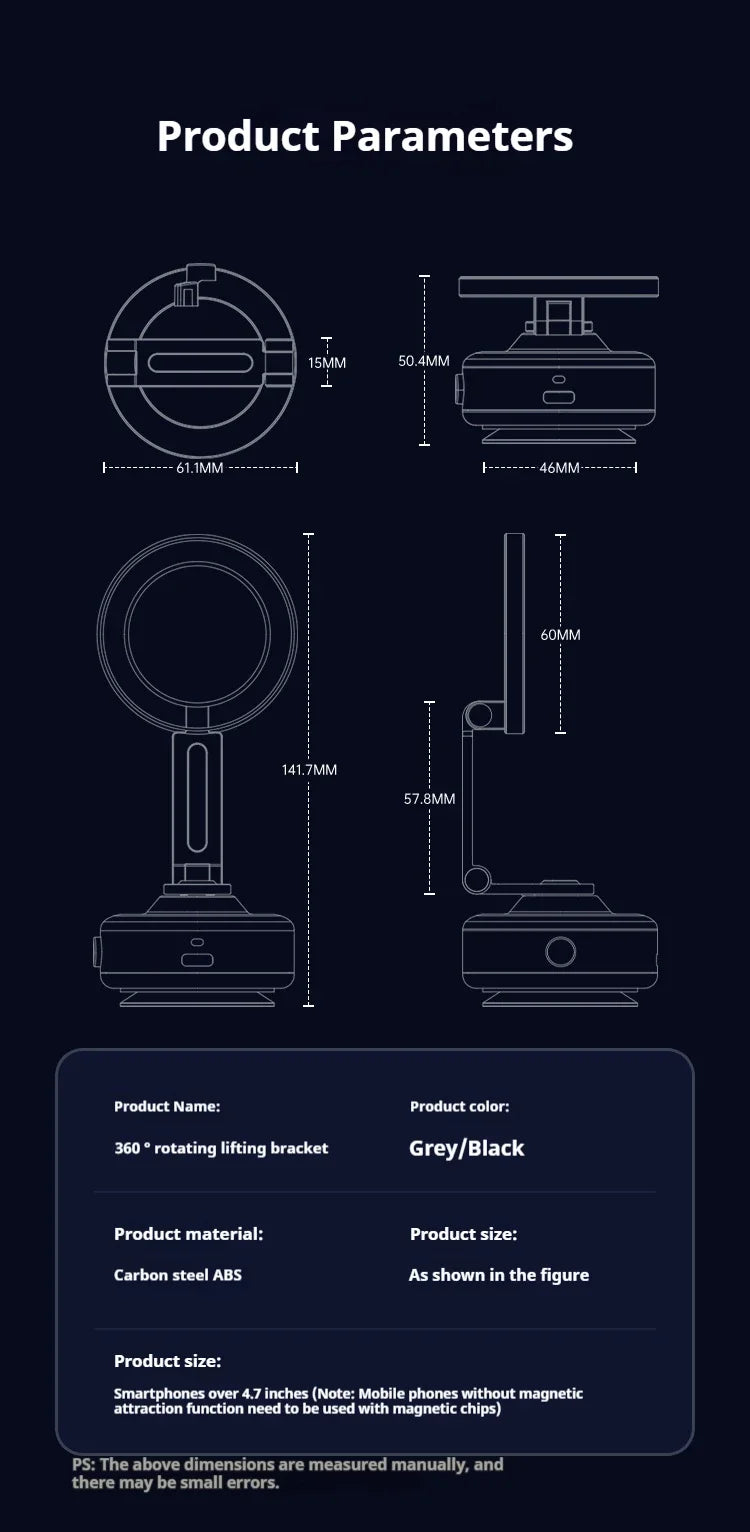 Car Magnetic Vacuum X94 & X93 Adsorption Bracket 360° Rotating, Electric Sucker Holder