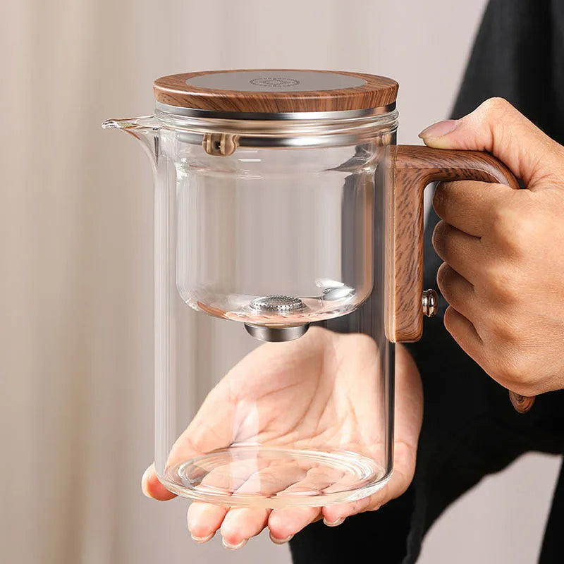 High-Grade Glass Teapot Kettle with Infuser – 520-800ml, Water Separation, Inner Magnet, One-Click Magnetic Switch, Tea Filtration