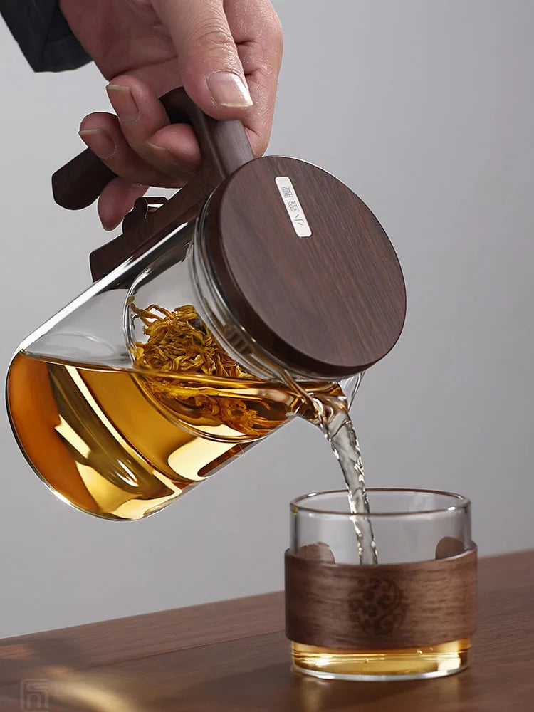 High-Grade Glass Teapot Kettle with Infuser – 520-800ml, Water Separation, Inner Magnet, One-Click Magnetic Switch, Tea Filtration
