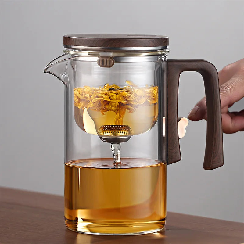 High-Grade Glass Teapot Kettle with Infuser – 520-800ml, Water Separation, Inner Magnet, One-Click Magnetic Switch, Tea Filtration