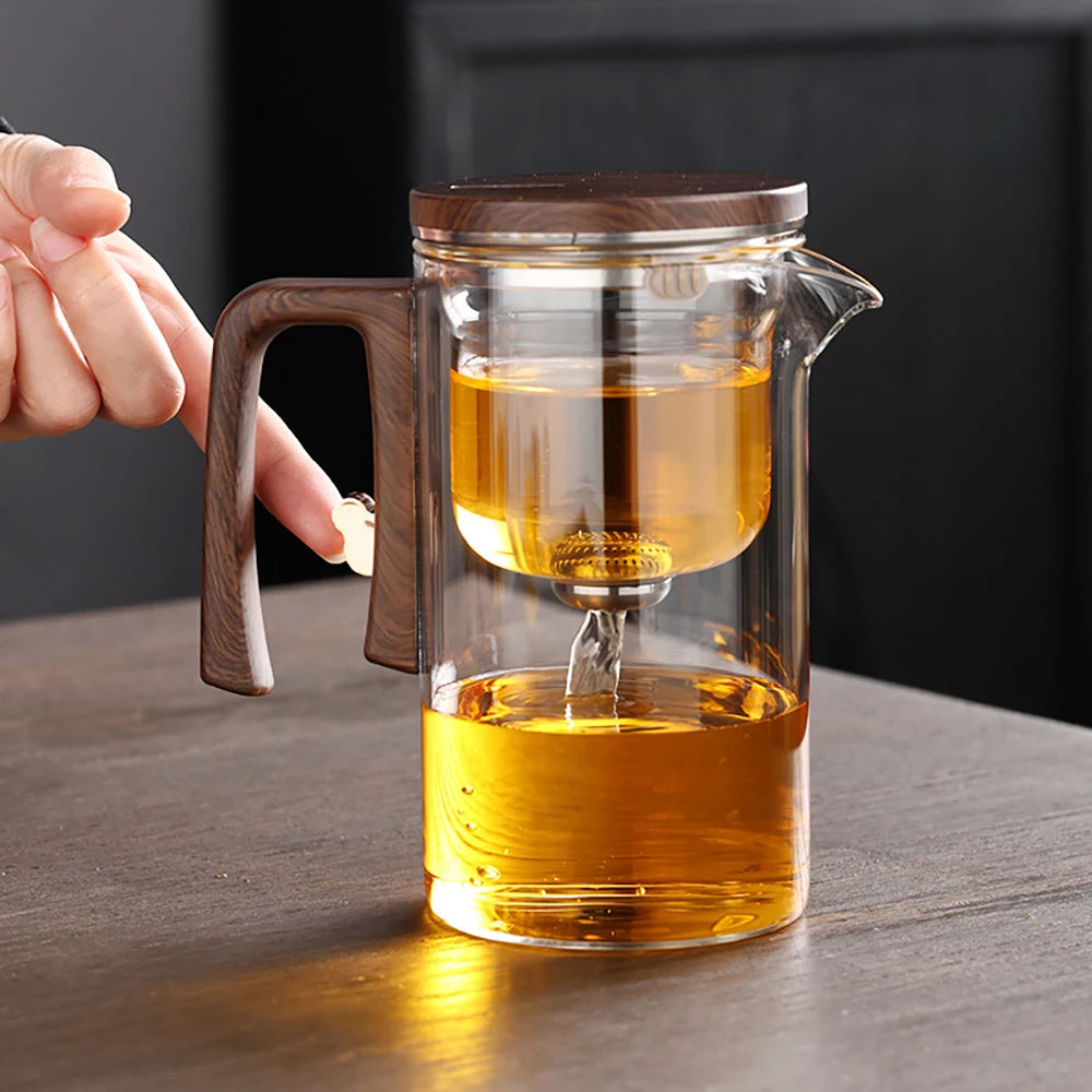 High-Grade Glass Teapot Kettle with Infuser – 520-800ml, Water Separation, Inner Magnet, One-Click Magnetic Switch, Tea Filtration