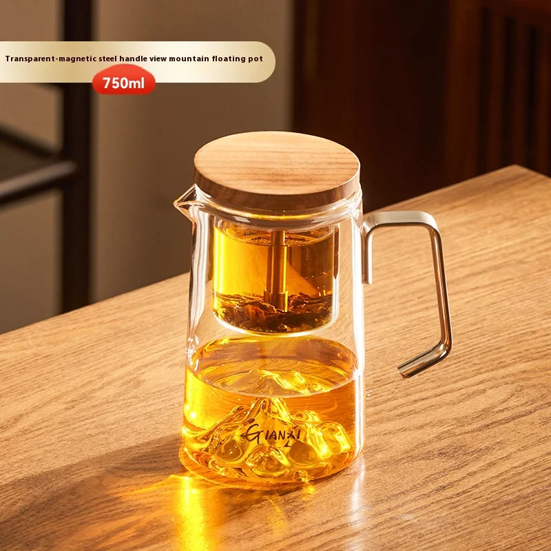 GIANXI Transparent Coffee Glass Mug – Stainless Steel Portable Handle, Drinkware for Home & Kitchen Use