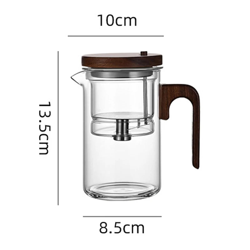 High-Grade Glass Teapot Kettle with Infuser – 520-800ml, Water Separation, Inner Magnet, One-Click Magnetic Switch, Tea Filtration