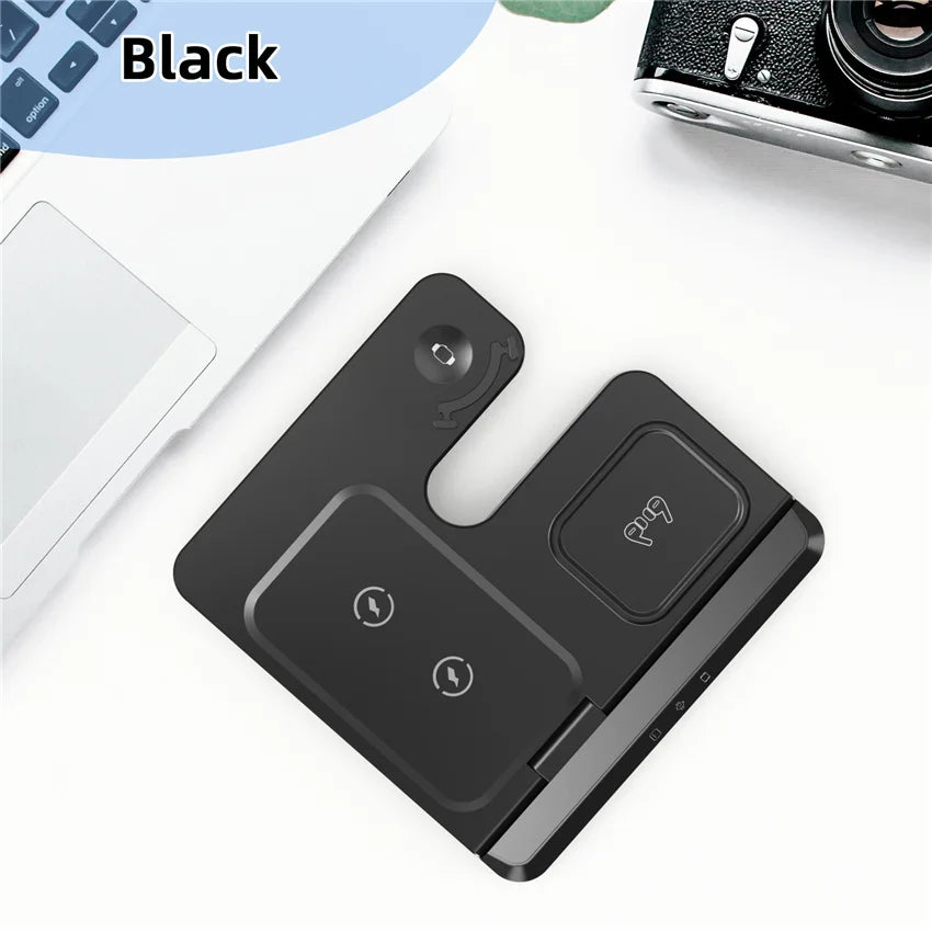 3-in-1 Wireless Charging Stand for iPhone 15/14/13 & Samsung Galaxy S22/S21, Watch 5/4/3, Buds – Fast Charging Dock Station