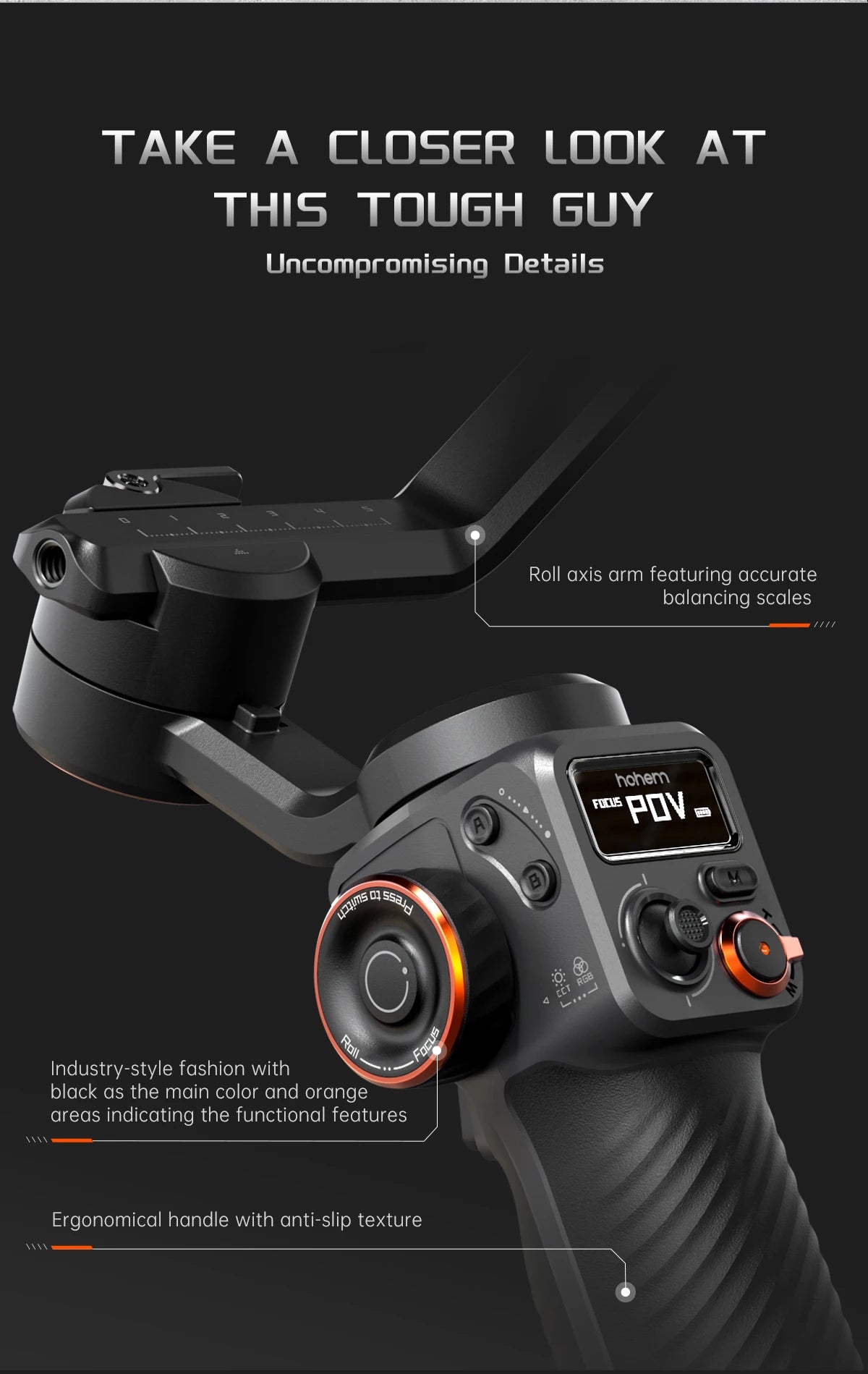 Hohem-iSteady M6 Kit Gimbal for Smartphone, 3-Axis Gimbal, AI Tracker, Fill Light, for iPhone 16 Pro Max and Android Stabilizer.