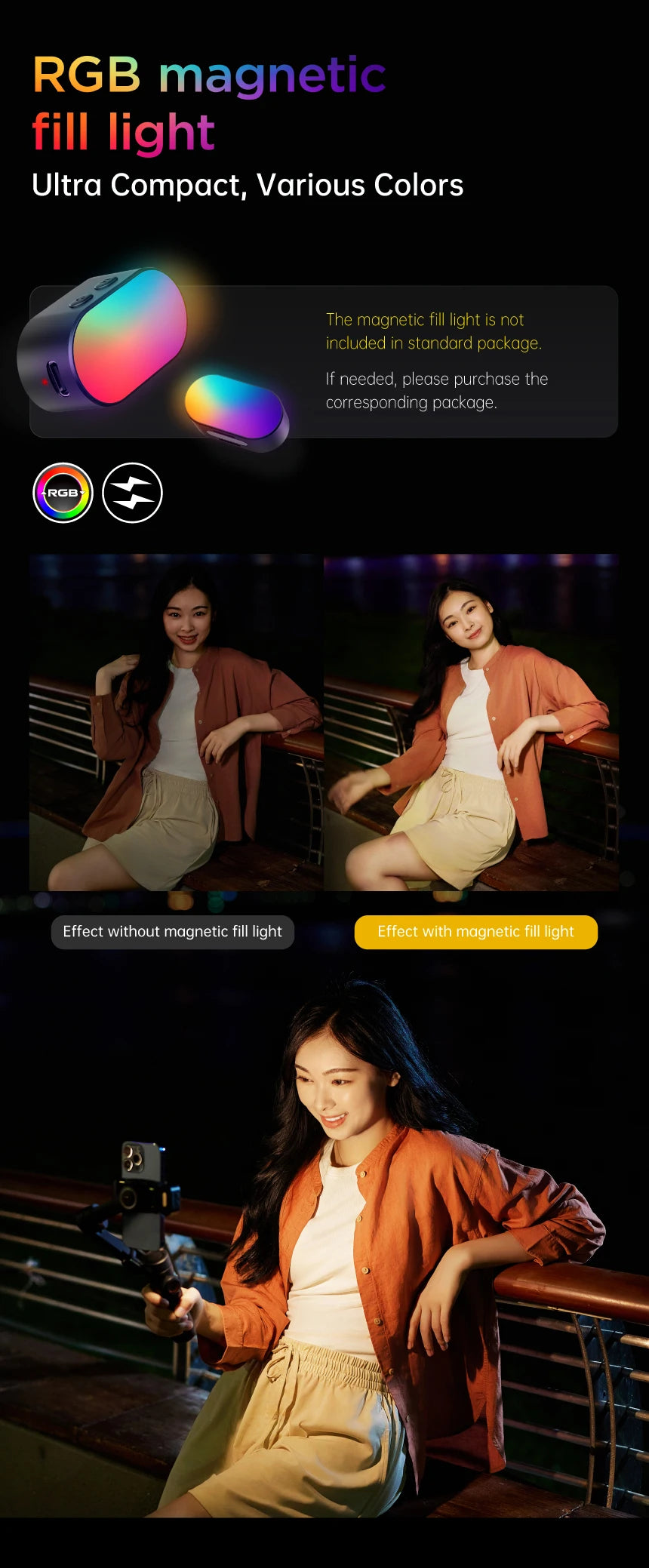 AOCHUAN 3-Axis Smartphone Gimbal Stabilizer with Fill Light – Face Tracking, Vlog & TikTok Ready for iPhone & Android