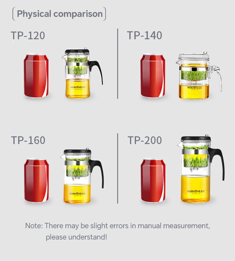 KAMJOVE Press Art Tea Cup One-button Filter Teapot Heat-resistant Glass Tea Set Filter Tea Pot Tea Coffee Maker Filtering Kettl