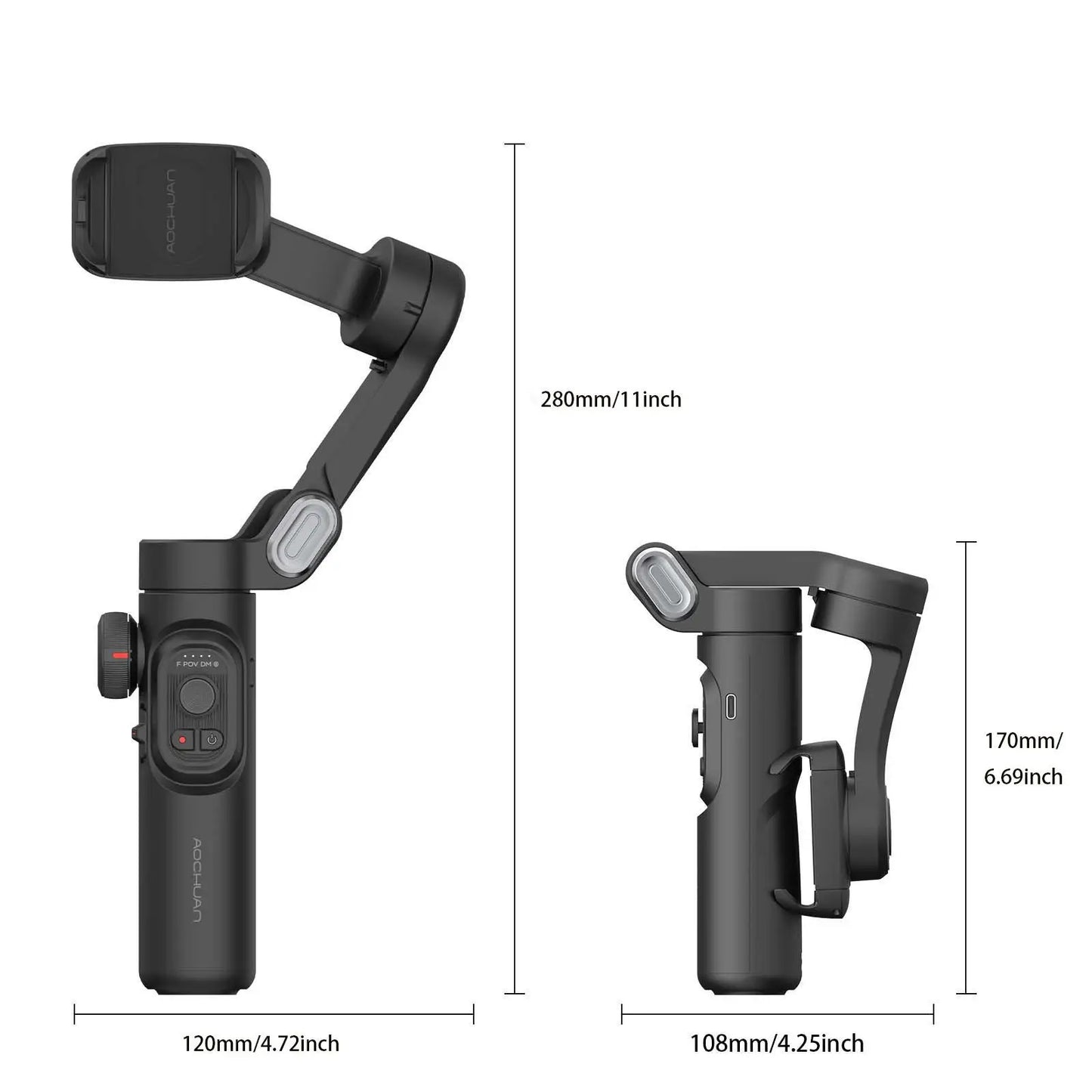 AOCHUAN 3-Axis Smartphone Gimbal Stabilizer with Fill Light – Face Tracking, Vlog & TikTok Ready for iPhone & Android