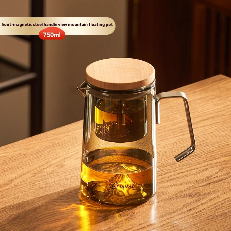 GIANXI Transparent Coffee Glass Mug – Stainless Steel Portable Handle, Drinkware for Home & Kitchen Use