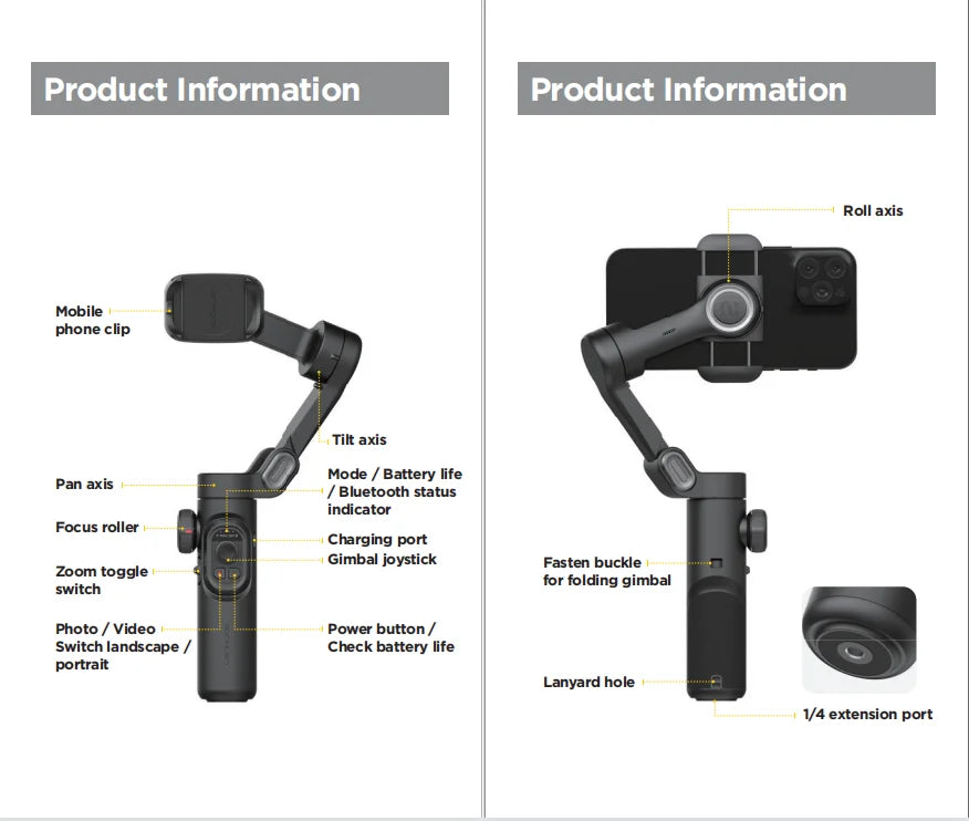 AOCHUAN 3-Axis Smartphone Gimbal Stabilizer with Fill Light – Face Tracking, Vlog & TikTok Ready for iPhone & Android
