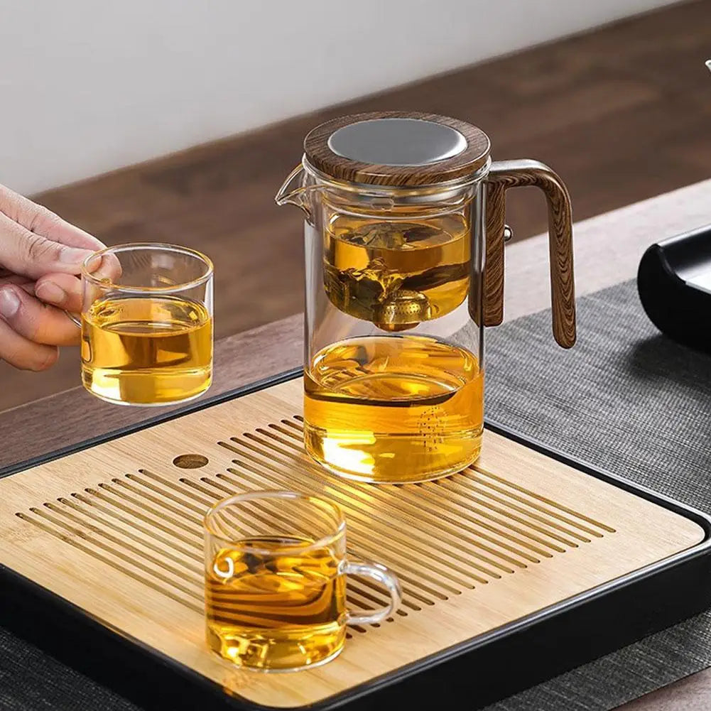 High-Grade Glass Teapot Kettle with Infuser – 520-800ml, Water Separation, Inner Magnet, One-Click Magnetic Switch, Tea Filtration