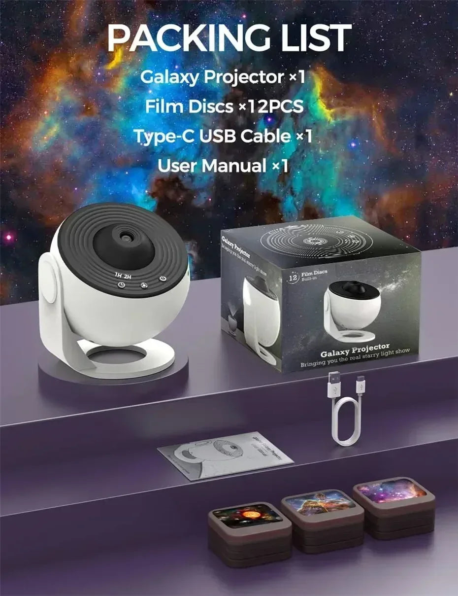 Starry Sky Night Light Galaxy Projector 360°Rotate Planetarium Lamp For Bedroom Valentines Day Gift Wedding Send 13 Sets Of Film