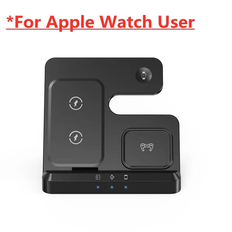 3-in-1 Wireless Charging Stand for iPhone 15/14/13 & Samsung Galaxy S22/S21, Watch 5/4/3, Buds – Fast Charging Dock Station