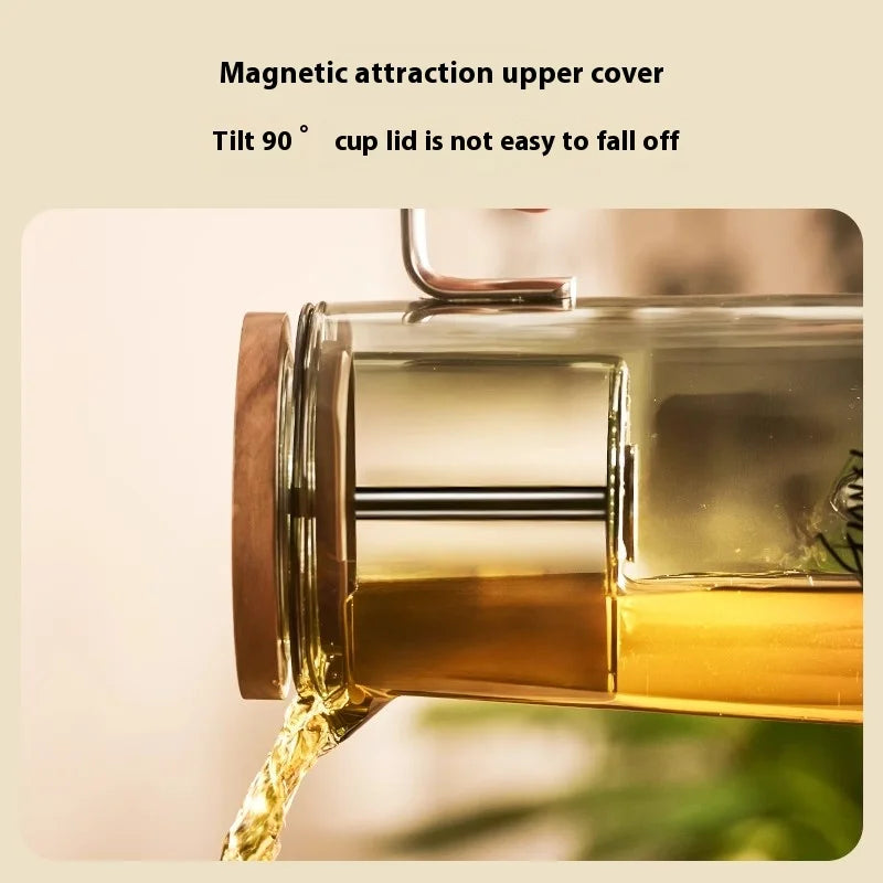 GIANXI Transparent Coffee Glass Mug – Stainless Steel Portable Handle, Drinkware for Home & Kitchen Use