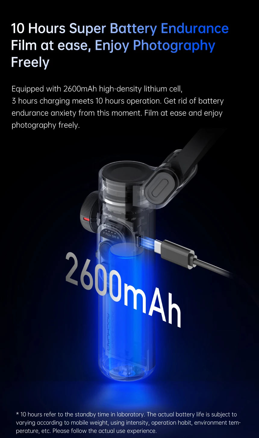 AOCHUAN 3-Axis Smartphone Gimbal Stabilizer with Fill Light – Face Tracking, Vlog & TikTok Ready for iPhone & Android