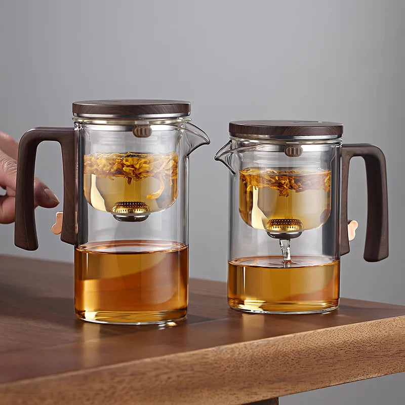 High-Grade Glass Teapot Kettle with Infuser – 520-800ml, Water Separation, Inner Magnet, One-Click Magnetic Switch, Tea Filtration