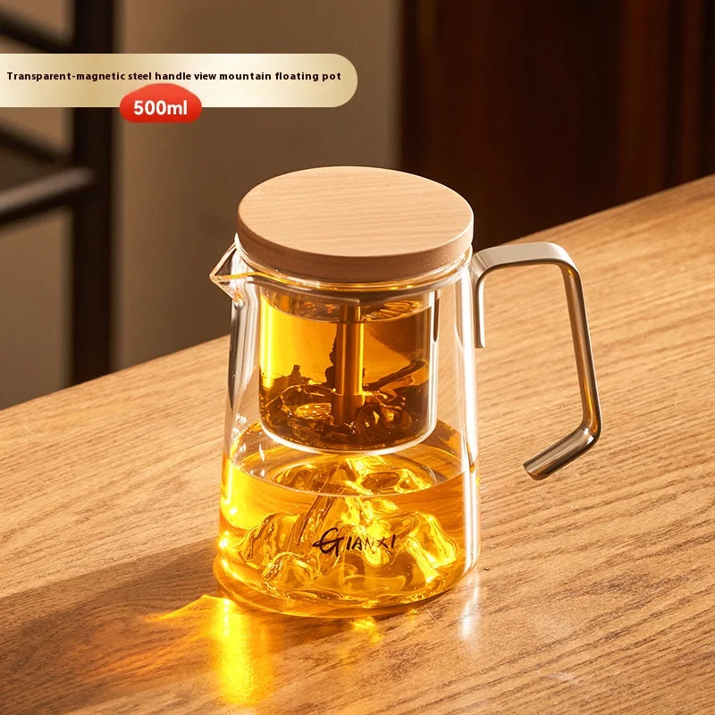 GIANXI Transparent Coffee Glass Mug – Stainless Steel Portable Handle, Drinkware for Home & Kitchen Use