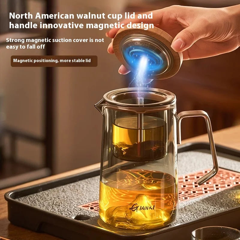 GIANXI Transparent Coffee Glass Mug – Stainless Steel Portable Handle, Drinkware for Home & Kitchen Use