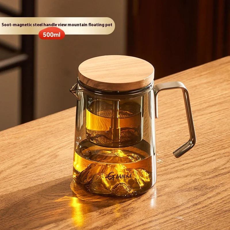 GIANXI Transparent Coffee Glass Mug – Stainless Steel Portable Handle, Drinkware for Home & Kitchen Use