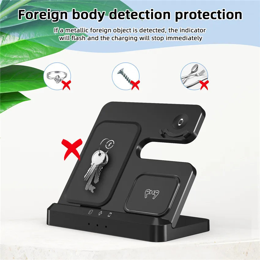 3-in-1 Wireless Charging Stand for iPhone 15/14/13 & Samsung Galaxy S22/S21, Watch 5/4/3, Buds – Fast Charging Dock Station