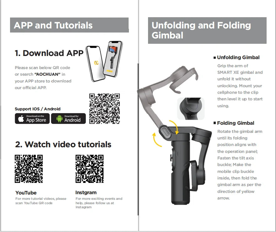 AOCHUAN 3-Axis Smartphone Gimbal Stabilizer with Fill Light – Face Tracking, Vlog & TikTok Ready for iPhone & Android