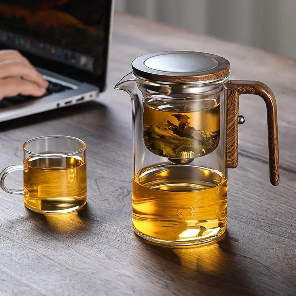 High-Grade Glass Teapot Kettle with Infuser – 520-800ml, Water Separation, Inner Magnet, One-Click Magnetic Switch, Tea Filtration