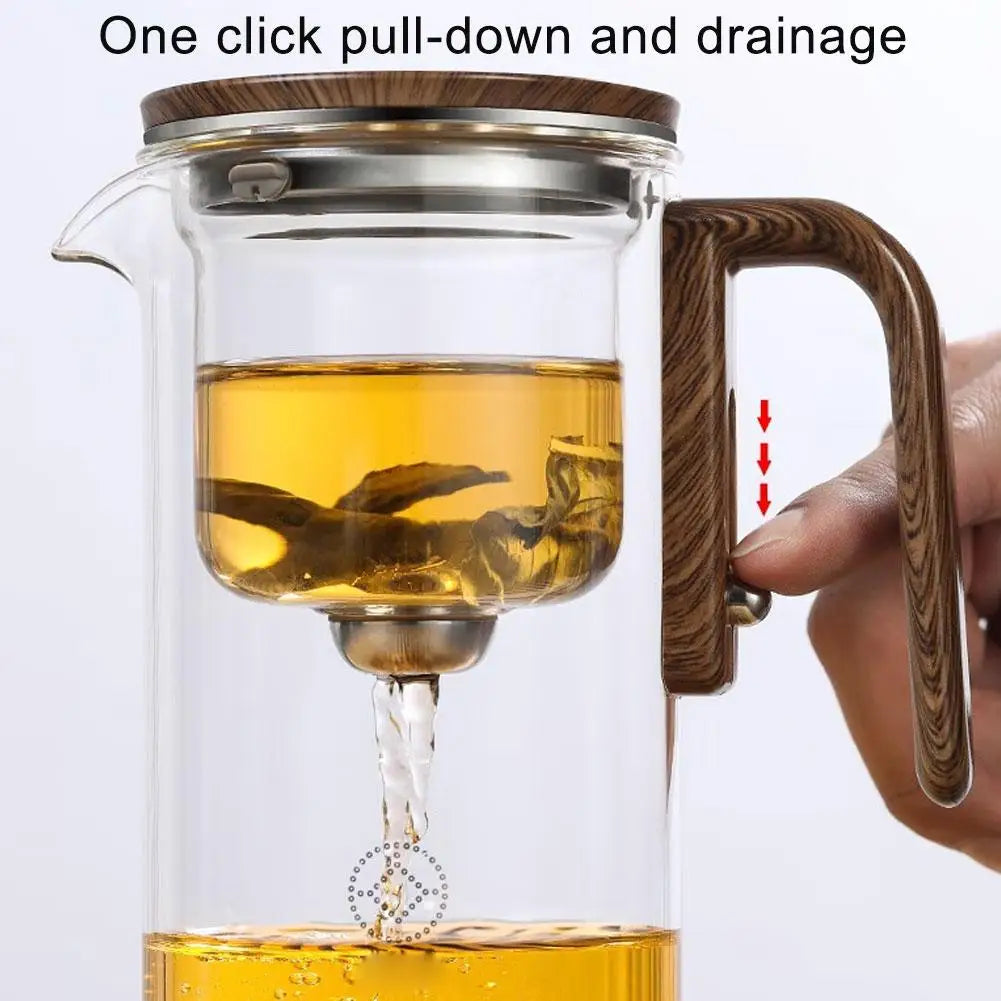 High-Grade Glass Teapot Kettle with Infuser – 520-800ml, Water Separation, Inner Magnet, One-Click Magnetic Switch, Tea Filtration