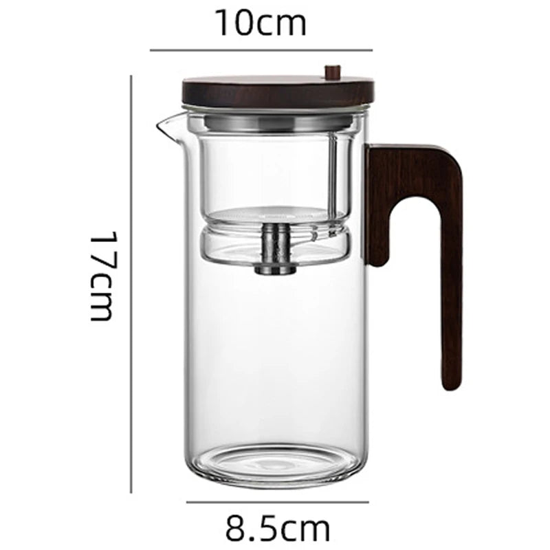 High-Grade Glass Teapot Kettle with Infuser – 520-800ml, Water Separation, Inner Magnet, One-Click Magnetic Switch, Tea Filtration