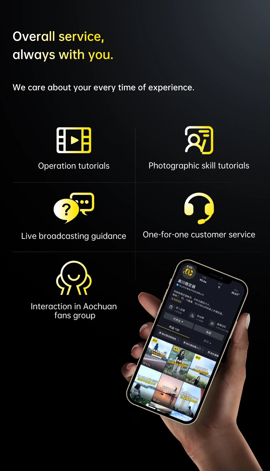 AOCHUAN 3-Axis Smartphone Gimbal Stabilizer with Fill Light – Face Tracking, Vlog & TikTok Ready for iPhone & Android