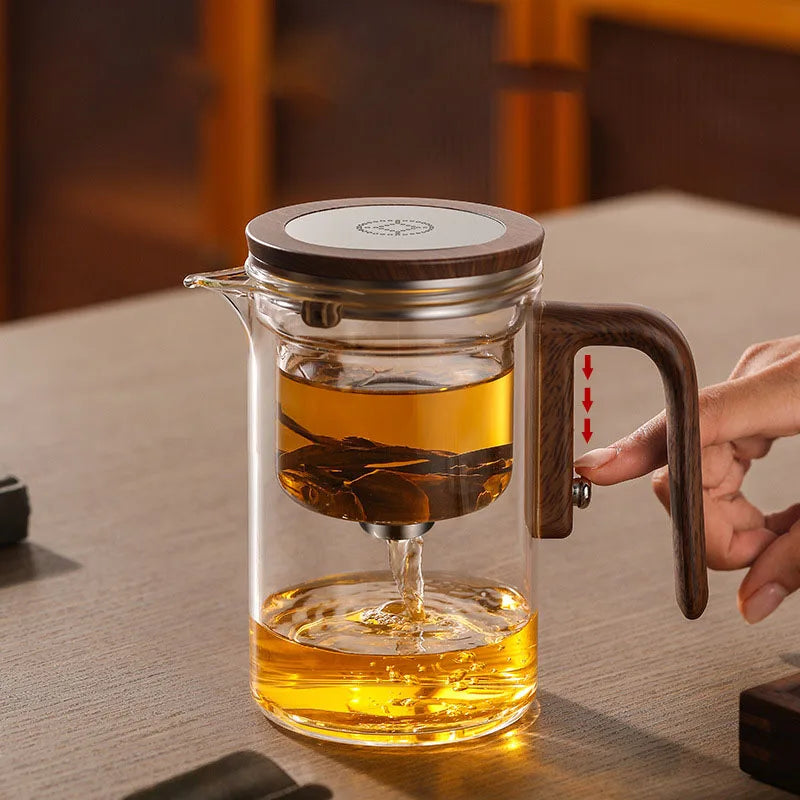 High-Grade Glass Teapot Kettle with Infuser – 520-800ml, Water Separation, Inner Magnet, One-Click Magnetic Switch, Tea Filtration