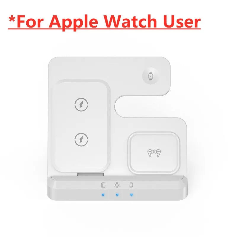 3-in-1 Wireless Charging Stand for iPhone 15/14/13 & Samsung Galaxy S22/S21, Watch 5/4/3, Buds – Fast Charging Dock Station