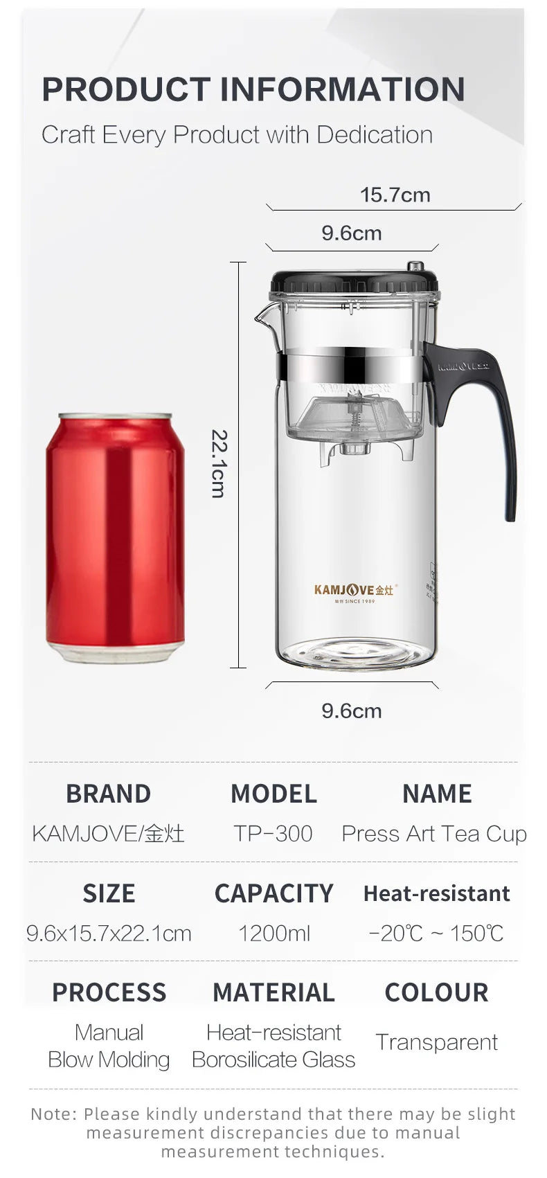 KAMJOVE Press Art Tea Cup One-button Filter Teapot Heat-resistant Glass Tea Set Filter Tea Pot Tea Coffee Maker Filtering Kettl