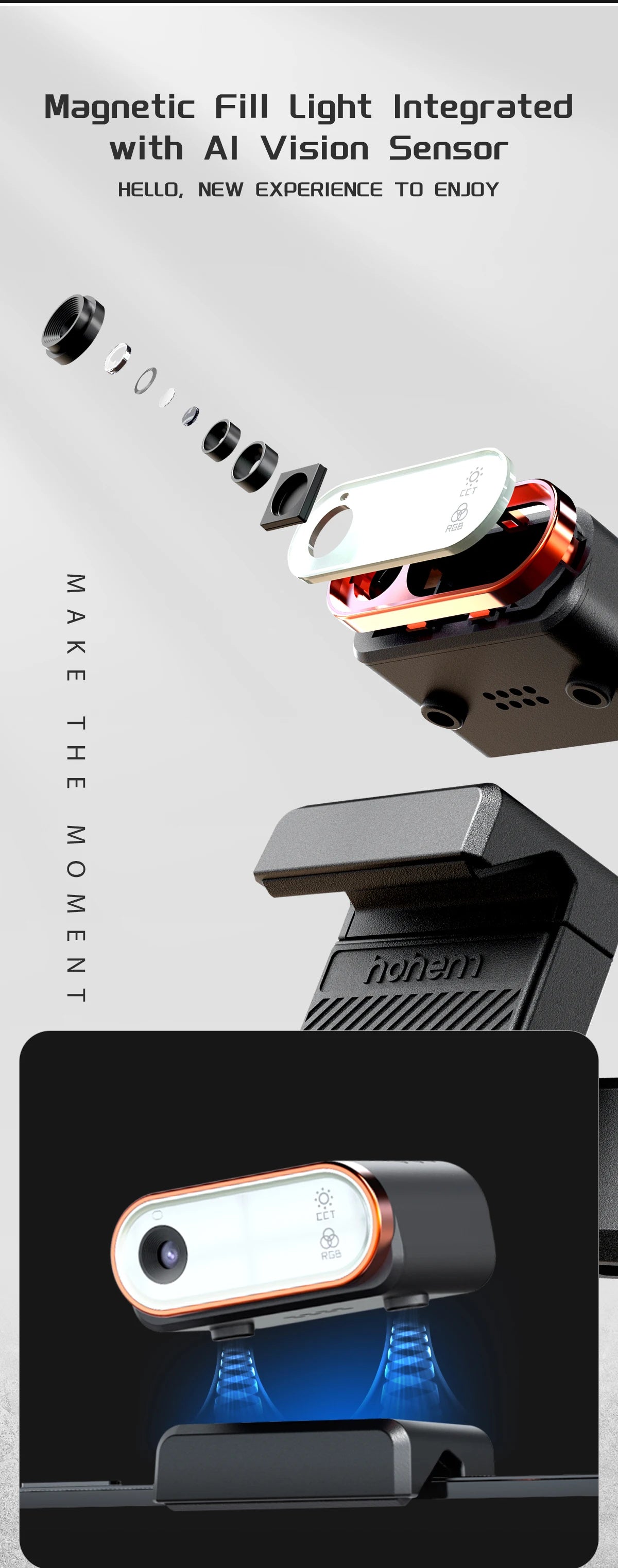 Hohem-iSteady M6 Kit Gimbal for Smartphone, 3-Axis Gimbal, AI Tracker, Fill Light, for iPhone 16 Pro Max and Android Stabilizer.
