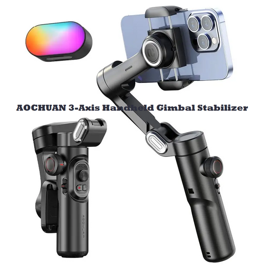 AOCHUAN 3-Axis Smartphone Gimbal Stabilizer with Fill Light – Face Tracking, Vlog & TikTok Ready
